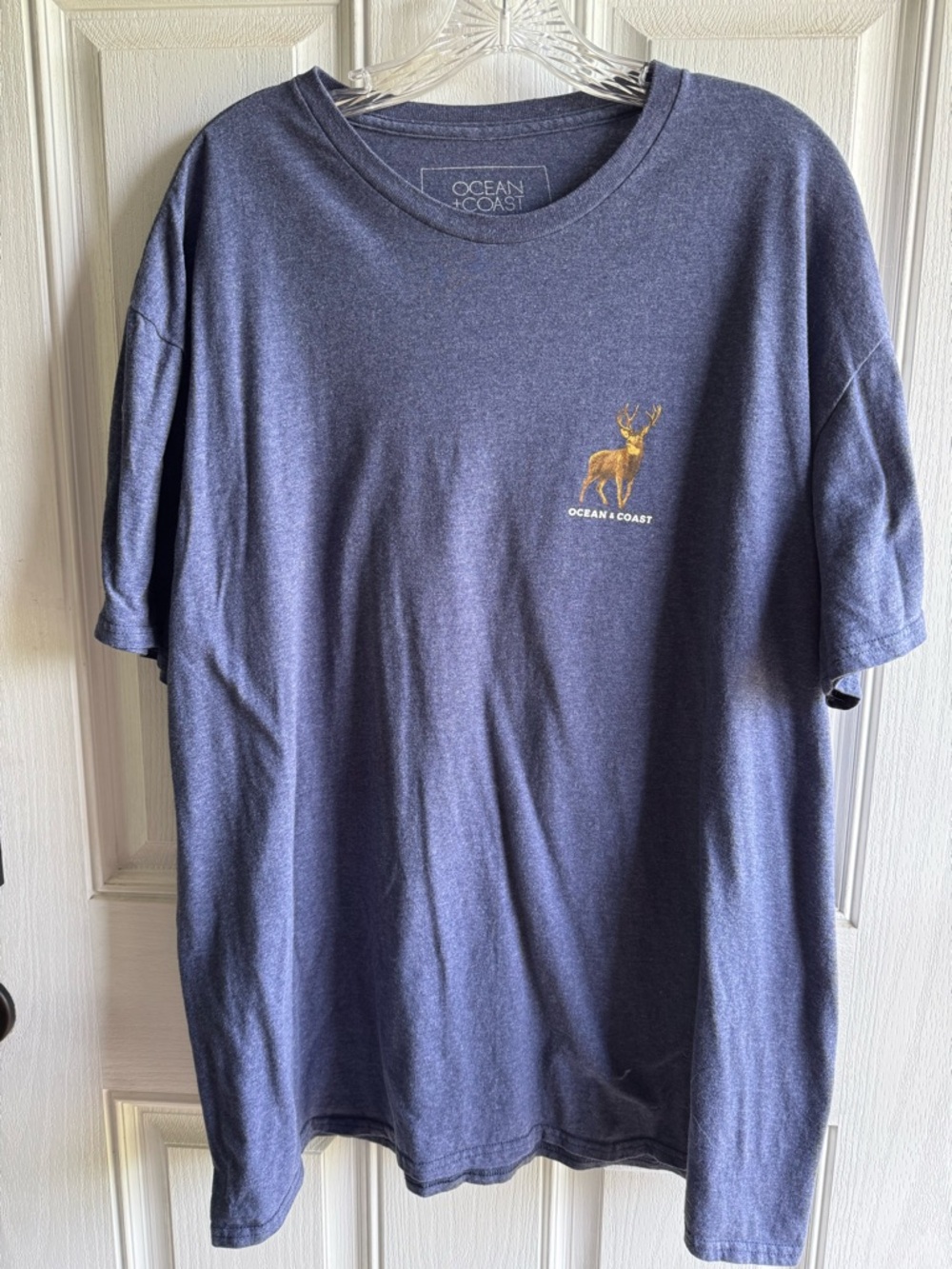Ocean & Coast Navy Short-Sleeve Tee with Gold Stag Graphic